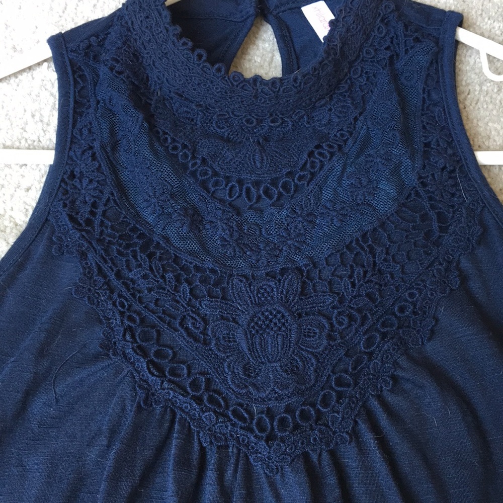 Navy Crochet Tank Top